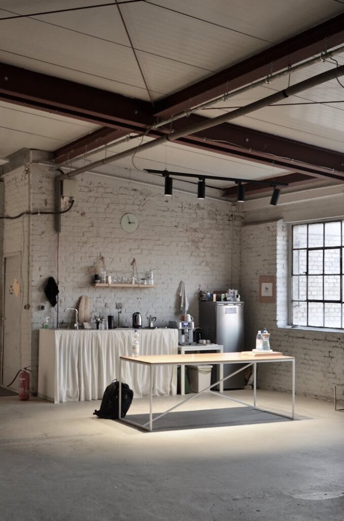 Modern spacious kitchen in loft style